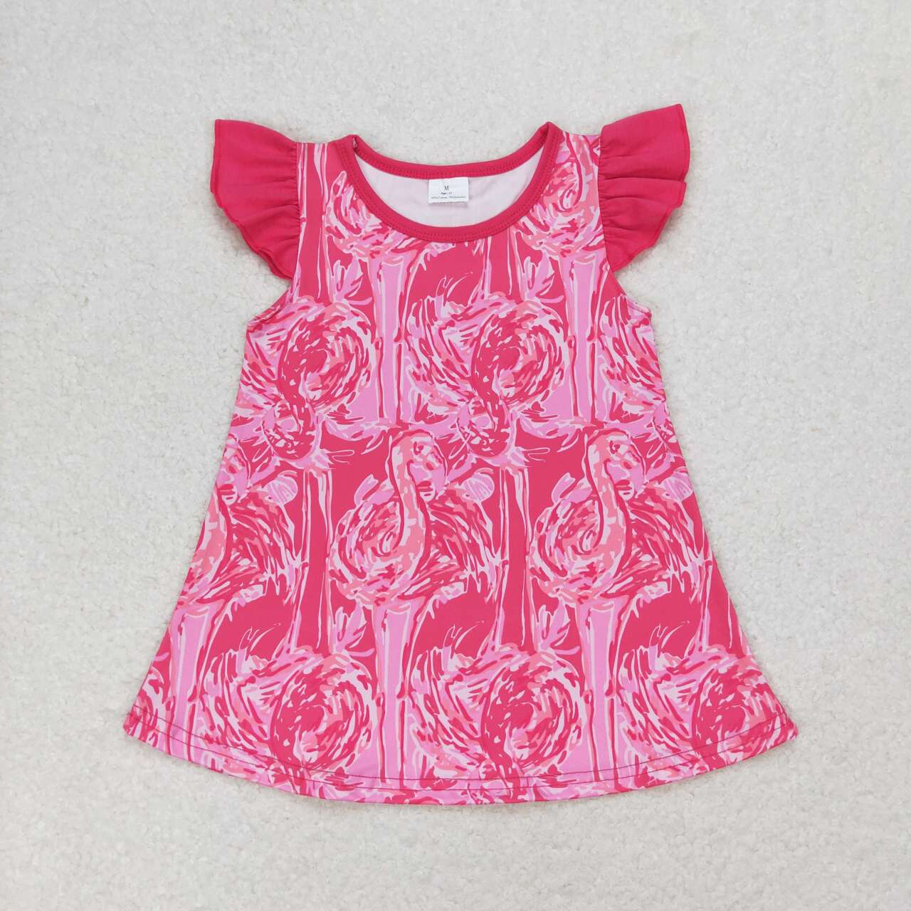 GT0565  Flamingo Print Girls Summer Tee Shirts Top