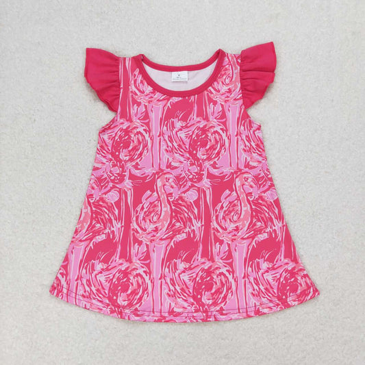 GT0565  Flamingo Print Girls Summer Tee Shirts Top