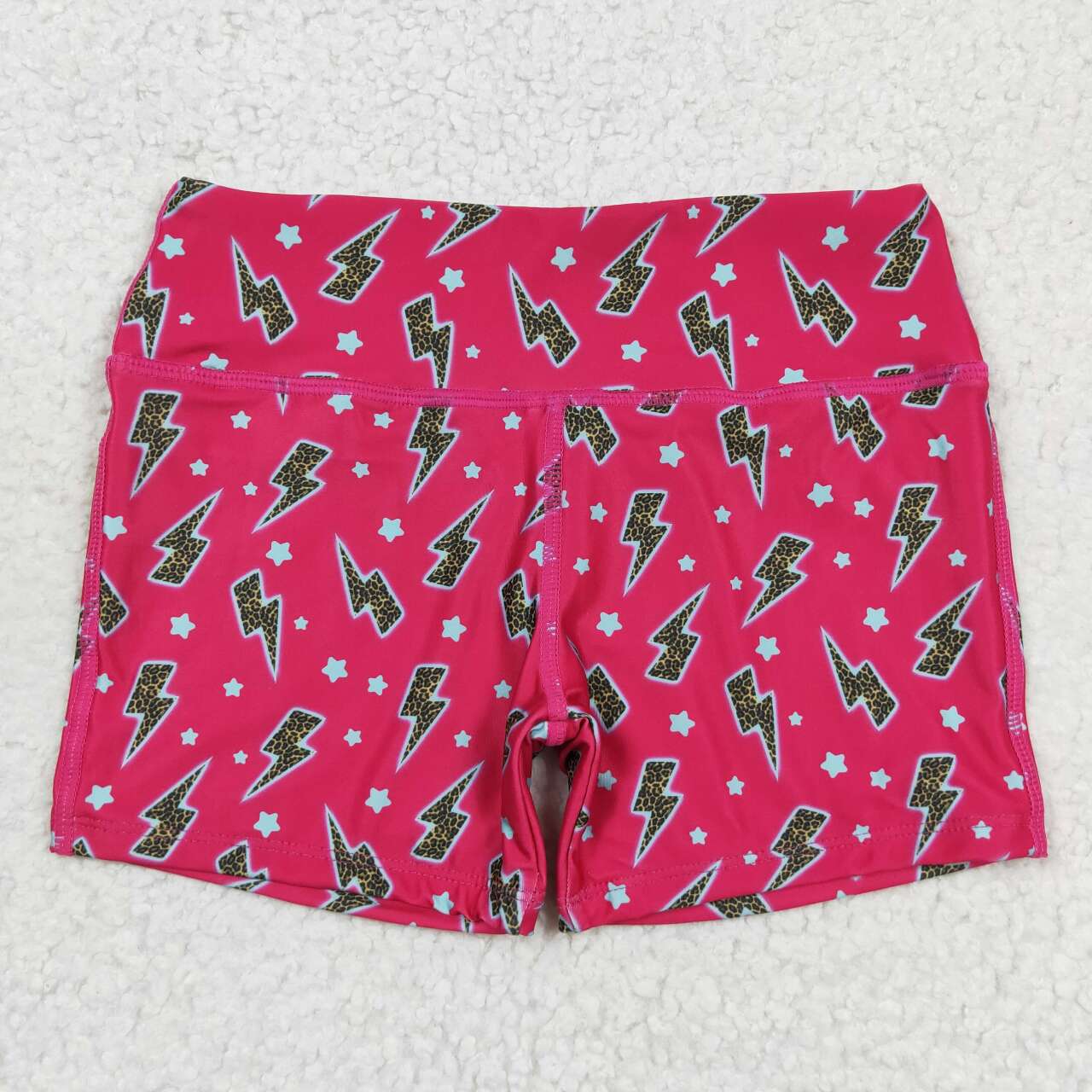 GSSO0903  Hot Pink Flash Stars Print Girls Summer Clothes Set