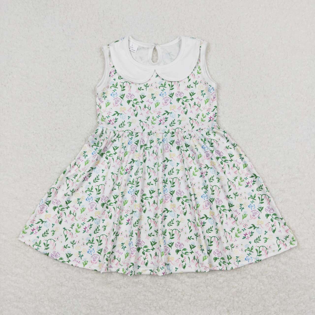 GSD0885 Flowers Print Girls Summer Knee Length Dress