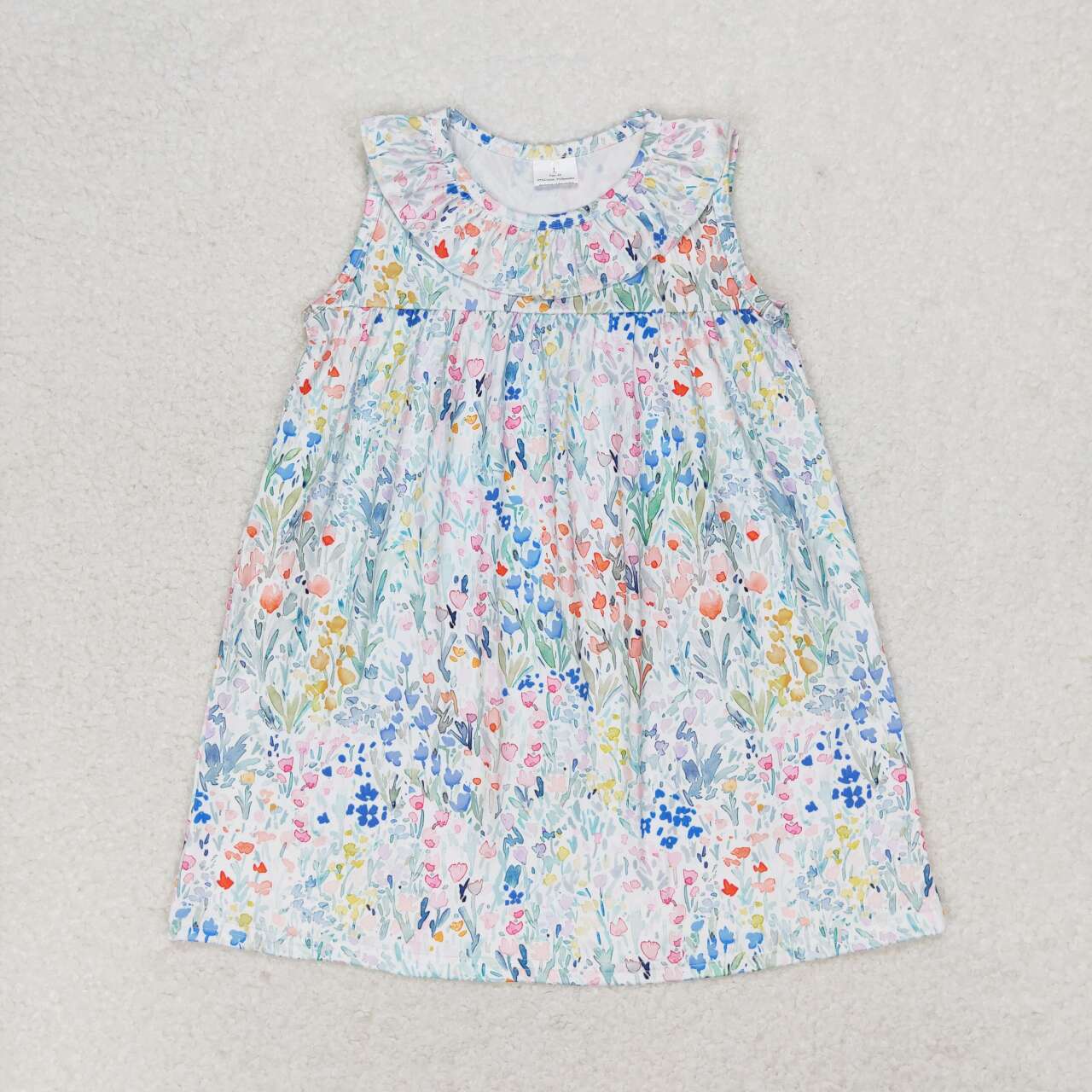 GSD0967 Flowers Print Girls Summer Knee Length Dress