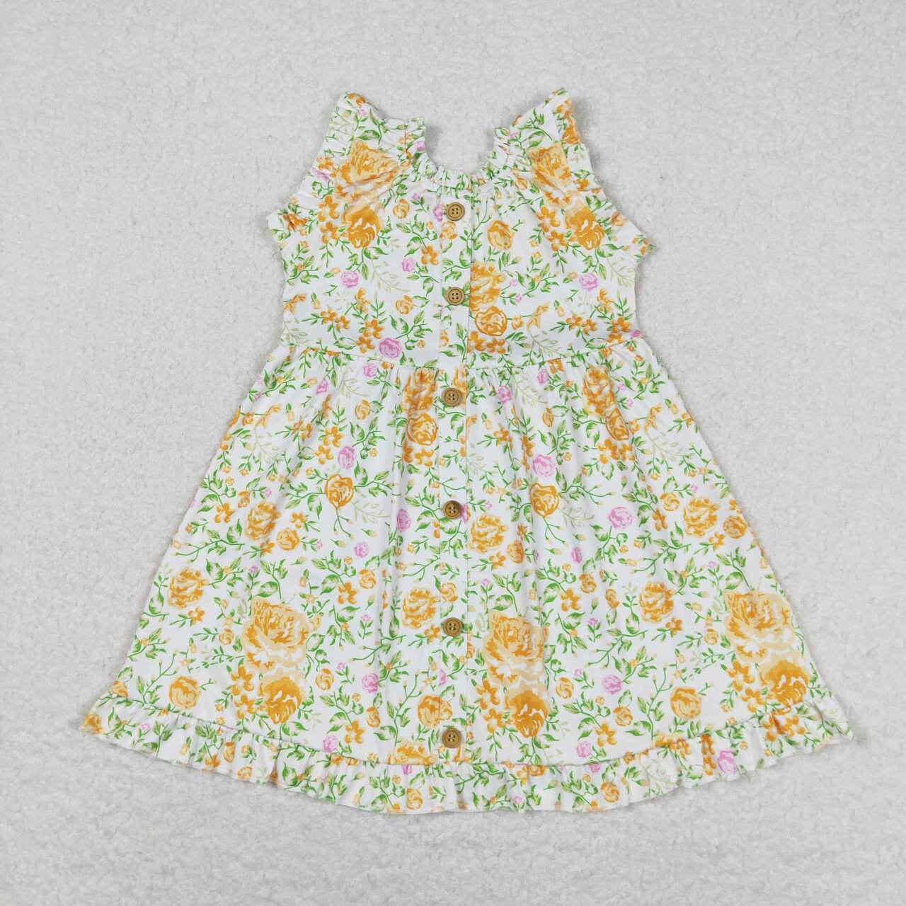 Orange Flowers Print Sisters Summer Matching Clothes