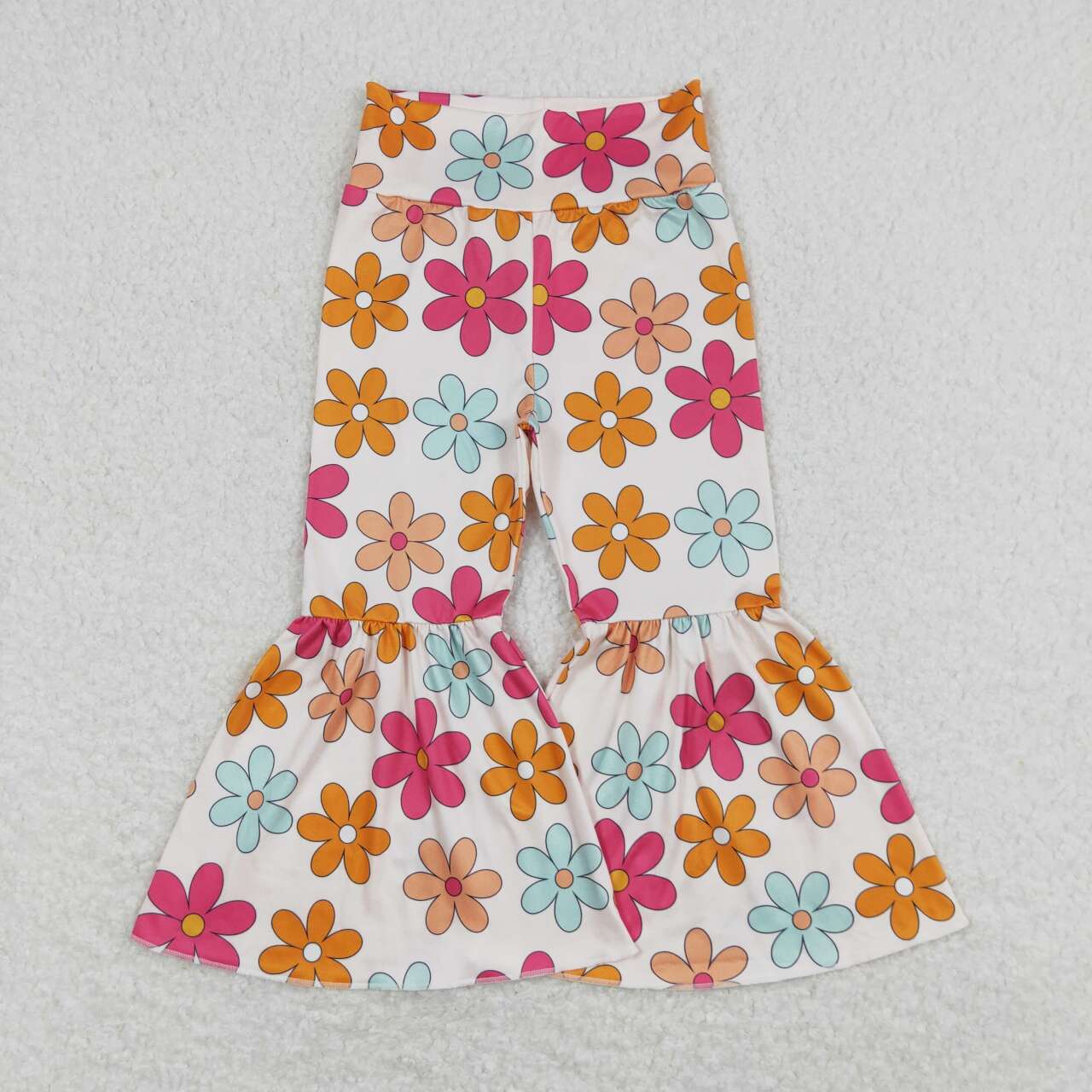 P0451 Flowers Print Girls Bell Bottom Pants