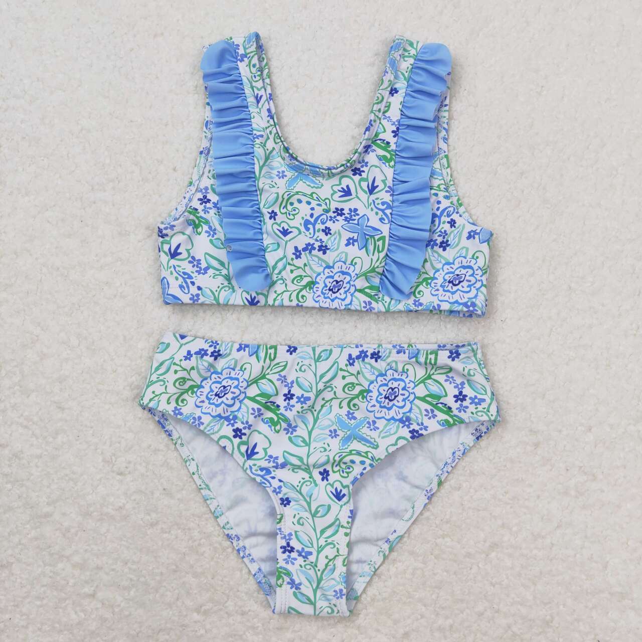 S0279 Flowers Print Girls 2 Pieces Swimsuits