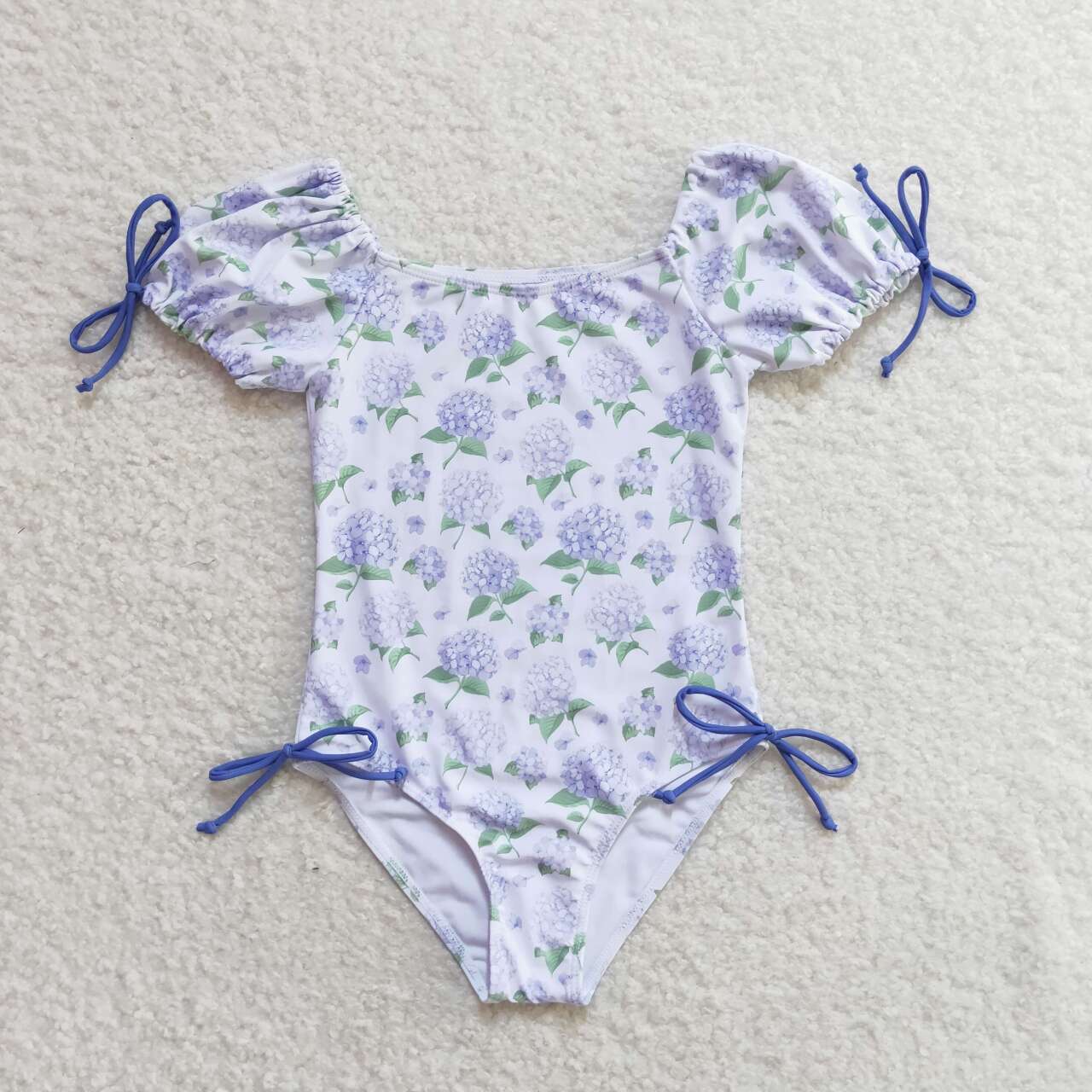 Hydrangeas Purple Flowers Print Sister Summer Matching Swimsuits