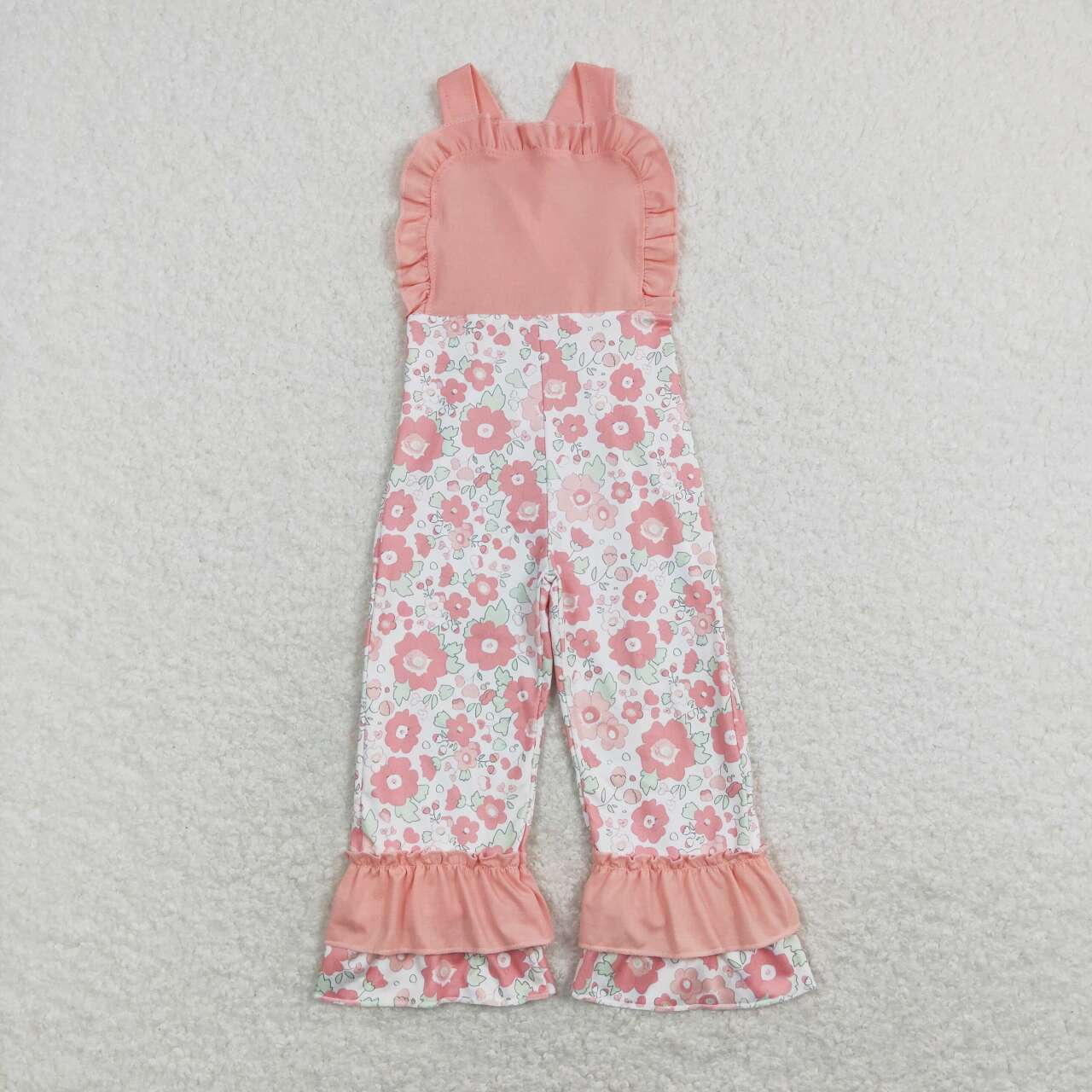 SR0963 Pink Flowers Print Baby Girls Jumpsuits