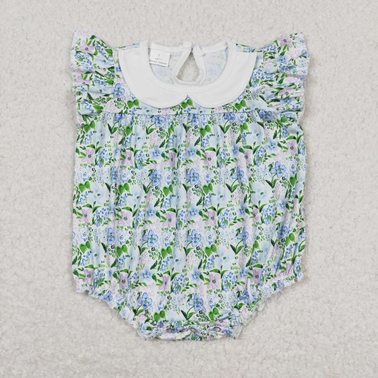 SR1004 Flowers Print Baby Girls Summer Romper