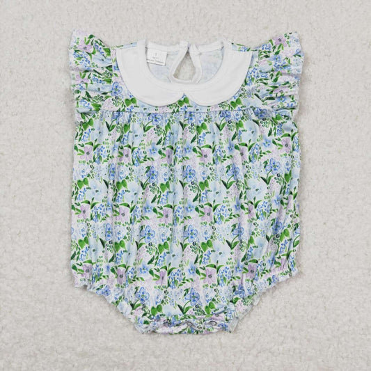 SR1004 Flowers Print Baby Girls Summer Romper