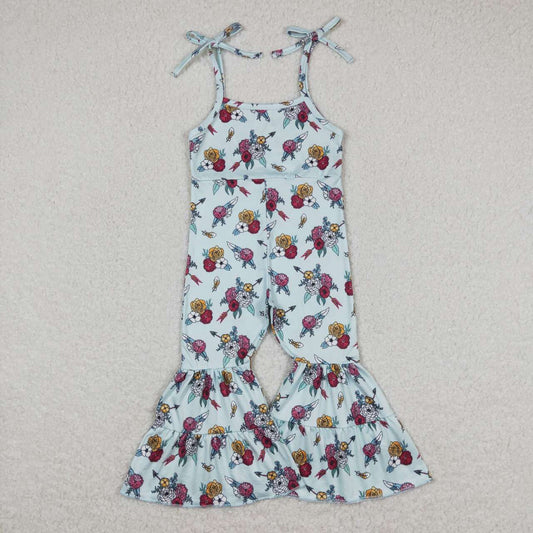 SR1019 Flowers Print Girls Summer Strap Jumpsuits