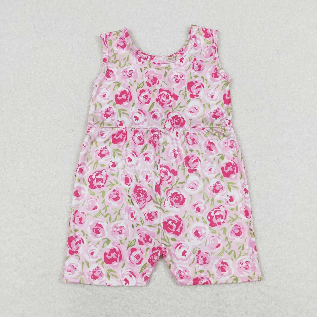 SR1127 Flowers Print Girls Summer Zipper Jumpsuits