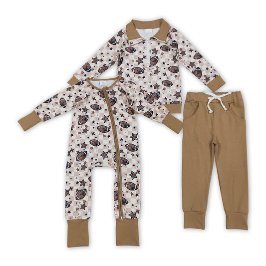 Football Stars Plaid Print Boys Fall Matching Clothes Brothers Wear
