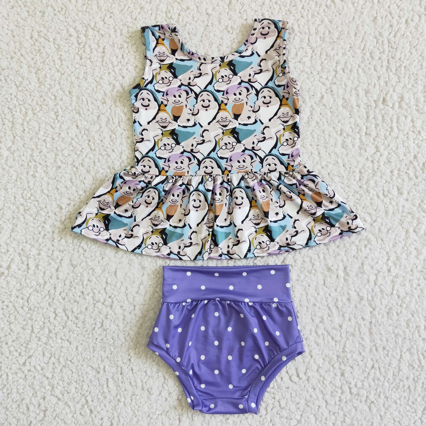 (Promotion)Cartoon Dwarf Baby Girls Bummie Outfits GBO0037