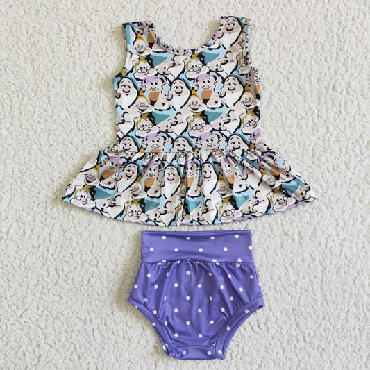 (Promotion)Cartoon Dwarf Baby Girls Bummie Outfits GBO0037