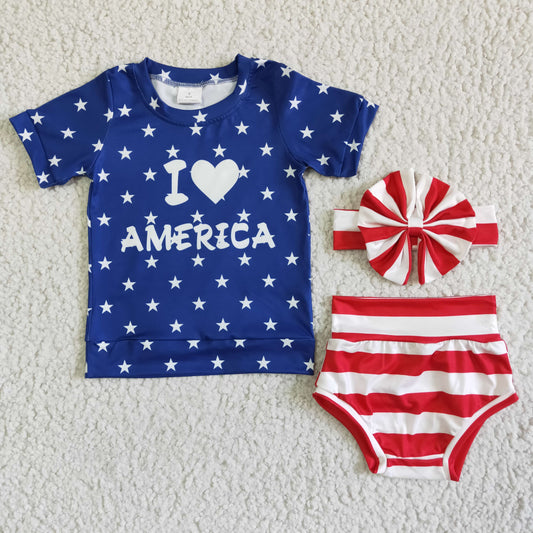 (Promotion) Baby girls 4th of July outfits GBO0039