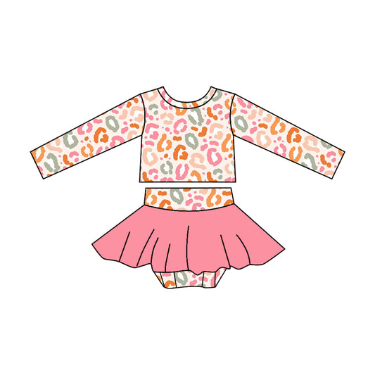 (Pre-order)GBO0236 Pink Leopard Print Baby Girls Bummie Set