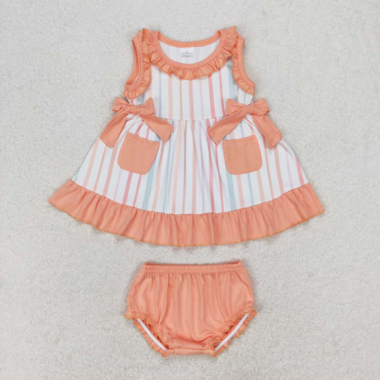 GBO0293 Stripes Print Tunic Top Baby Girls Summer Bummie Set