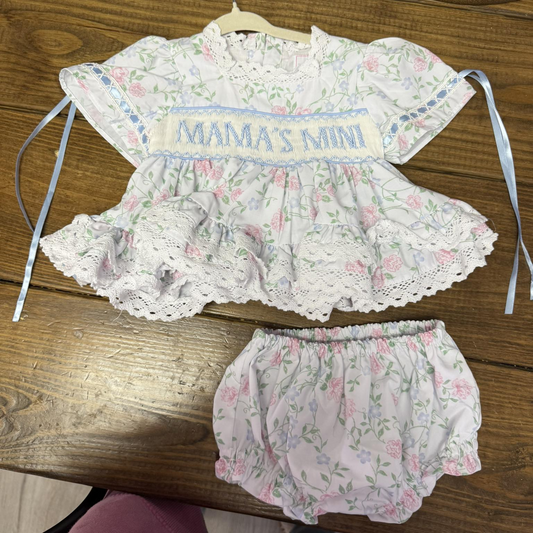 (Pre-order)GBO0497  MAMAS MINI Flowers Print Baby Girls Summer Bummie Set