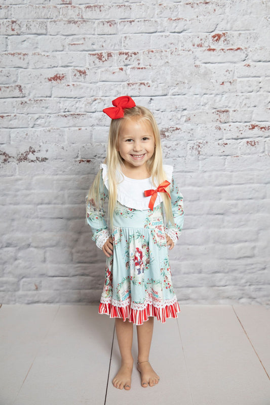 (Promotion)Girls long sleeve Christmas dress       GLD0098