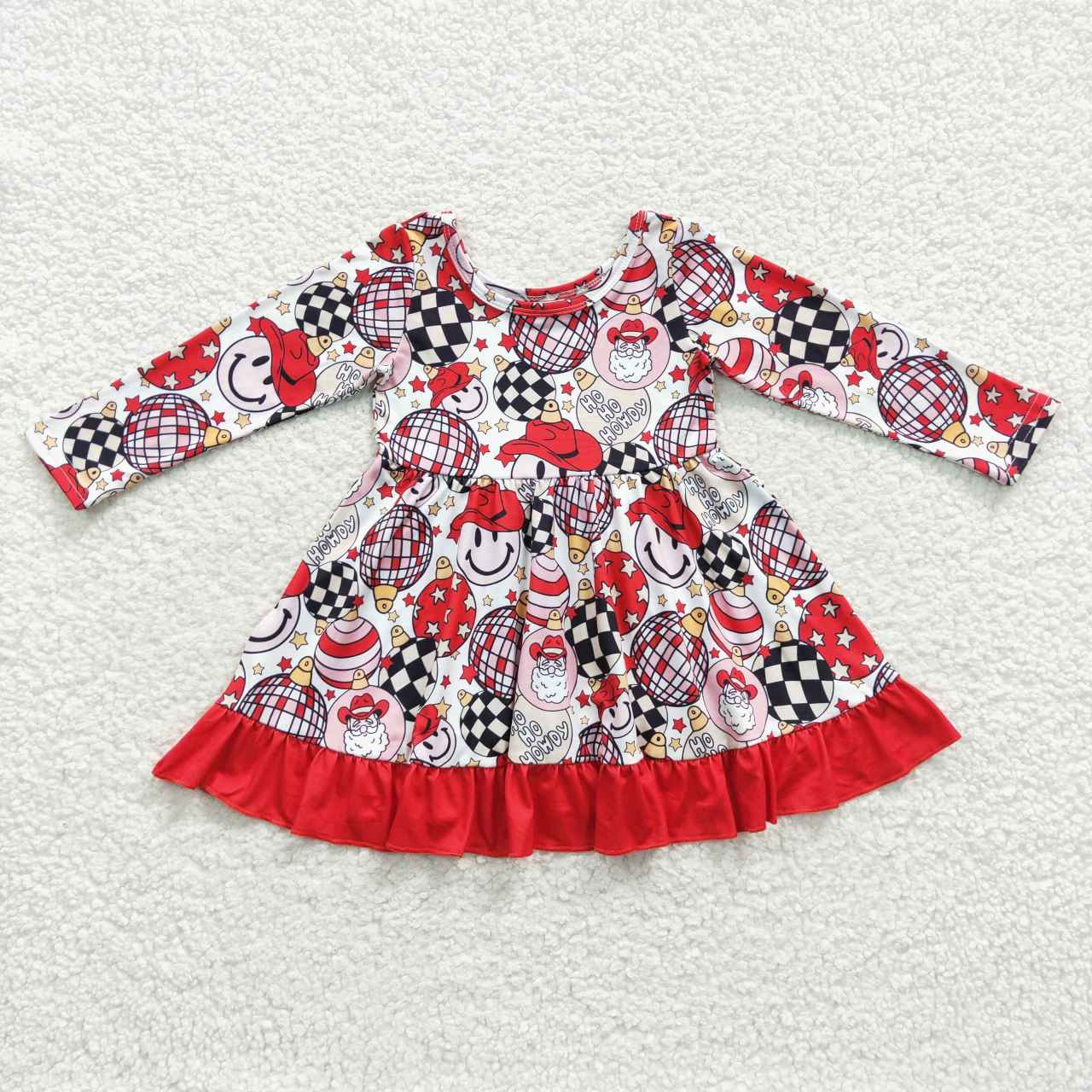 GLD0209 Ho Ho Howdy santa girls western Christmas dress