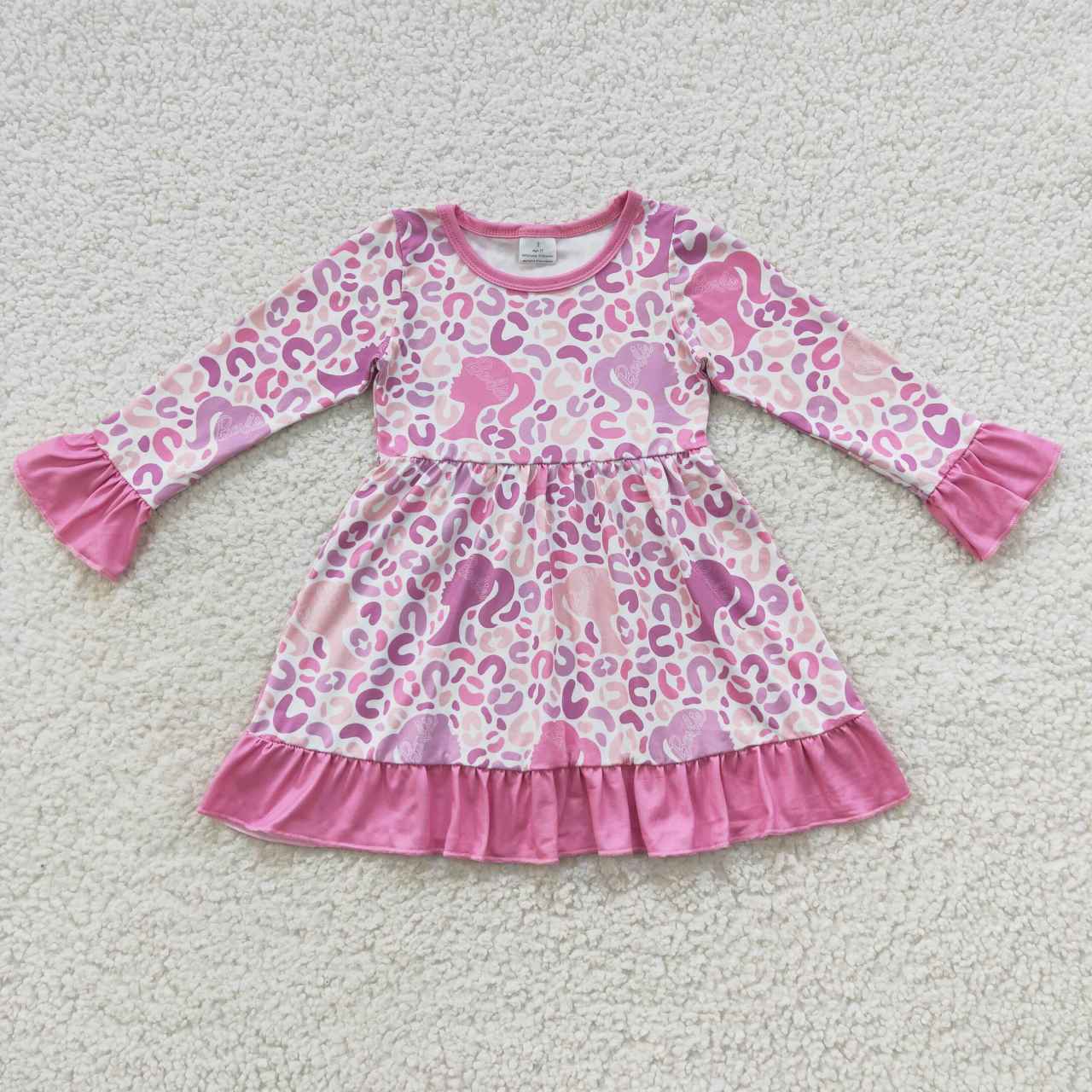 GLD0284  Pink BA leopard print knee length dress