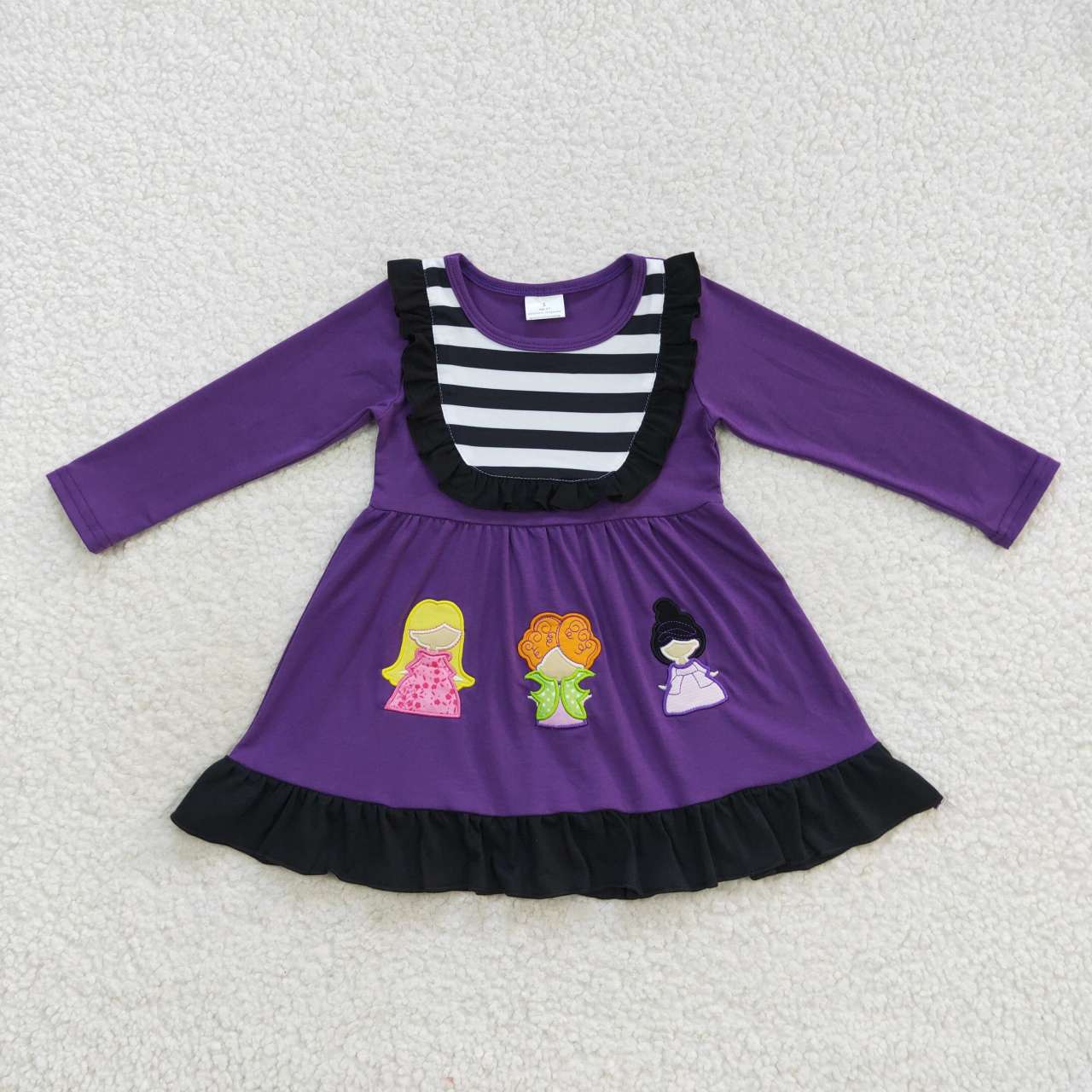 GLD0365 Purple witches embroidery knee length Halloween dress