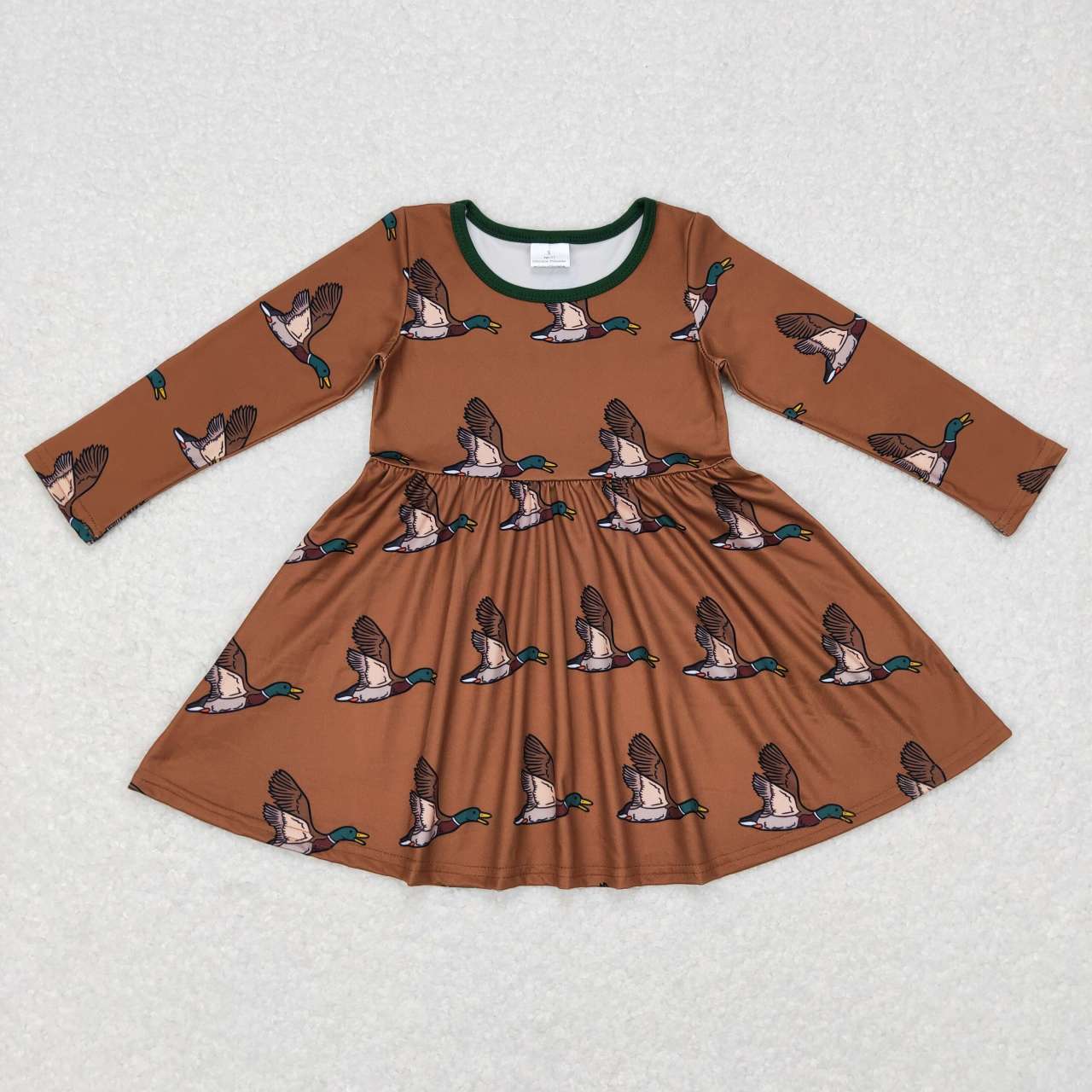 GLD0405 Duck Print Girls Knee Length Dress