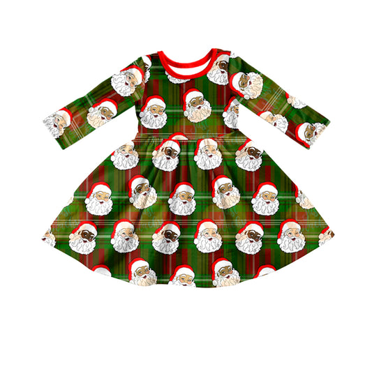 (Pre-order) GLD0410 Santa Girls Christmas Knee Length Dress