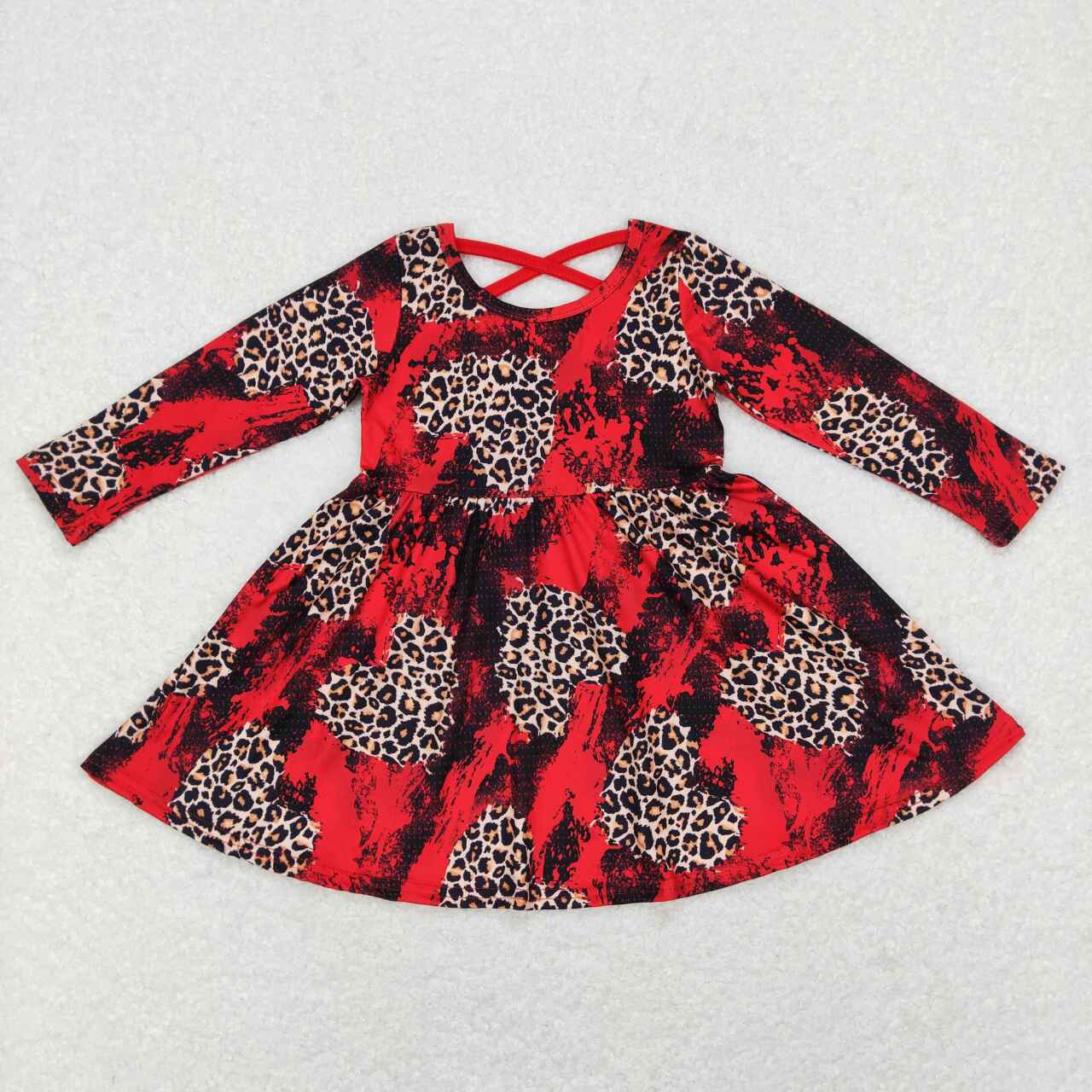 GLD0490 Leopard Heart Print Girls Valentine's Dress