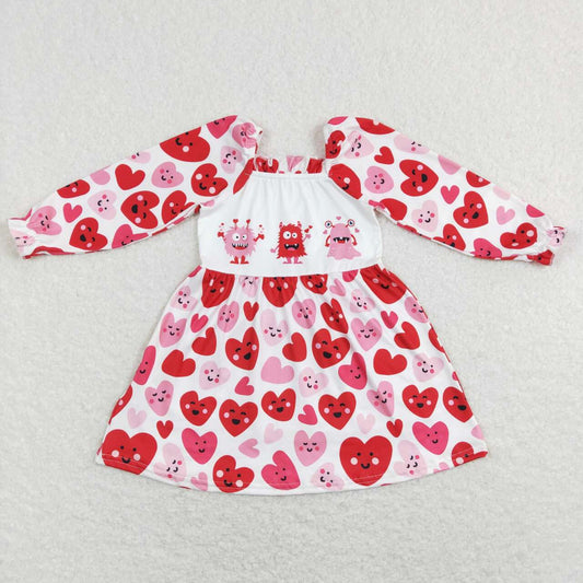 GLD0498 Monster Heart Print Girls Valentine's Dress