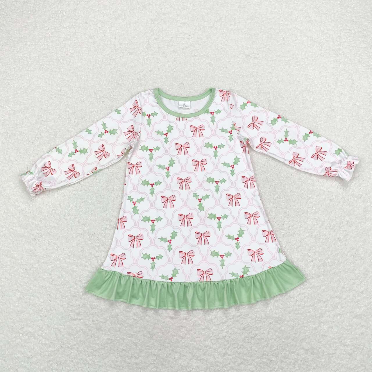 Pink Bows Holly Print Family Christmas Pajamas Matching Clothes