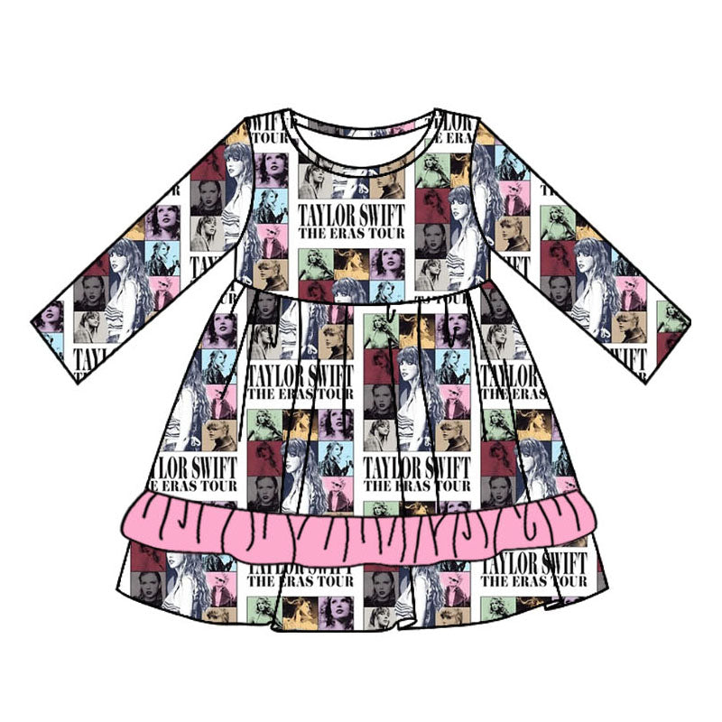 (Pre-order)GLD0678 Singer Swiftie Print Girls Knee Length Dress