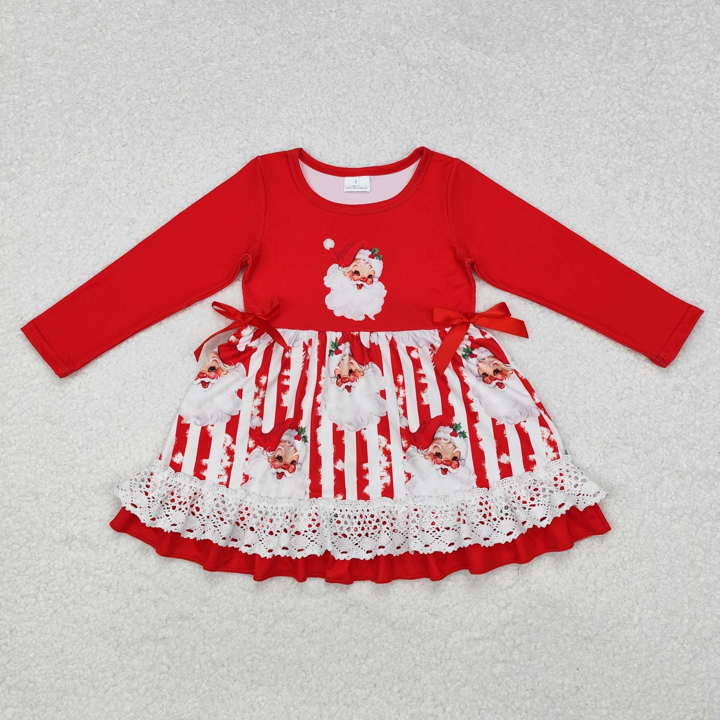 Santa Red Stripes Print Sisters Christmas Matching Clothes