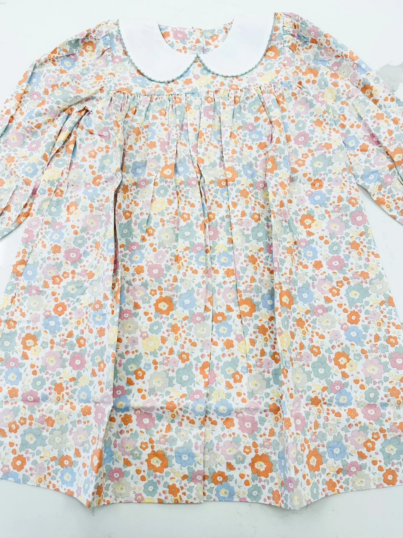 (Pre-order)GLD0885 Colorful Small Flowers Print Girls Knee Length Dress