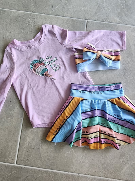 (Pre-order)GLD0965 Dr.Reading Top Stripes Skirts Girls Clothes Set