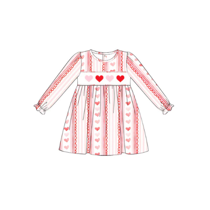 (Pre-order)GLD0976 Heart Print Girls Valentine's Day Knee Length Dress