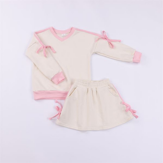 (Pre-order)GLD0996 Pink Ivory Color Skirts Shorts Girls Sports Clothes Set