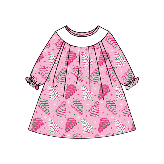 (Pre-order)GLD1137 Debbie Cake Print Girls Christmas Knee Length Dress