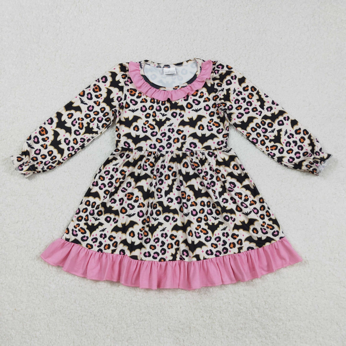 Bat Leopard Print Girls Halloween Matching Clothes Sisters Wear