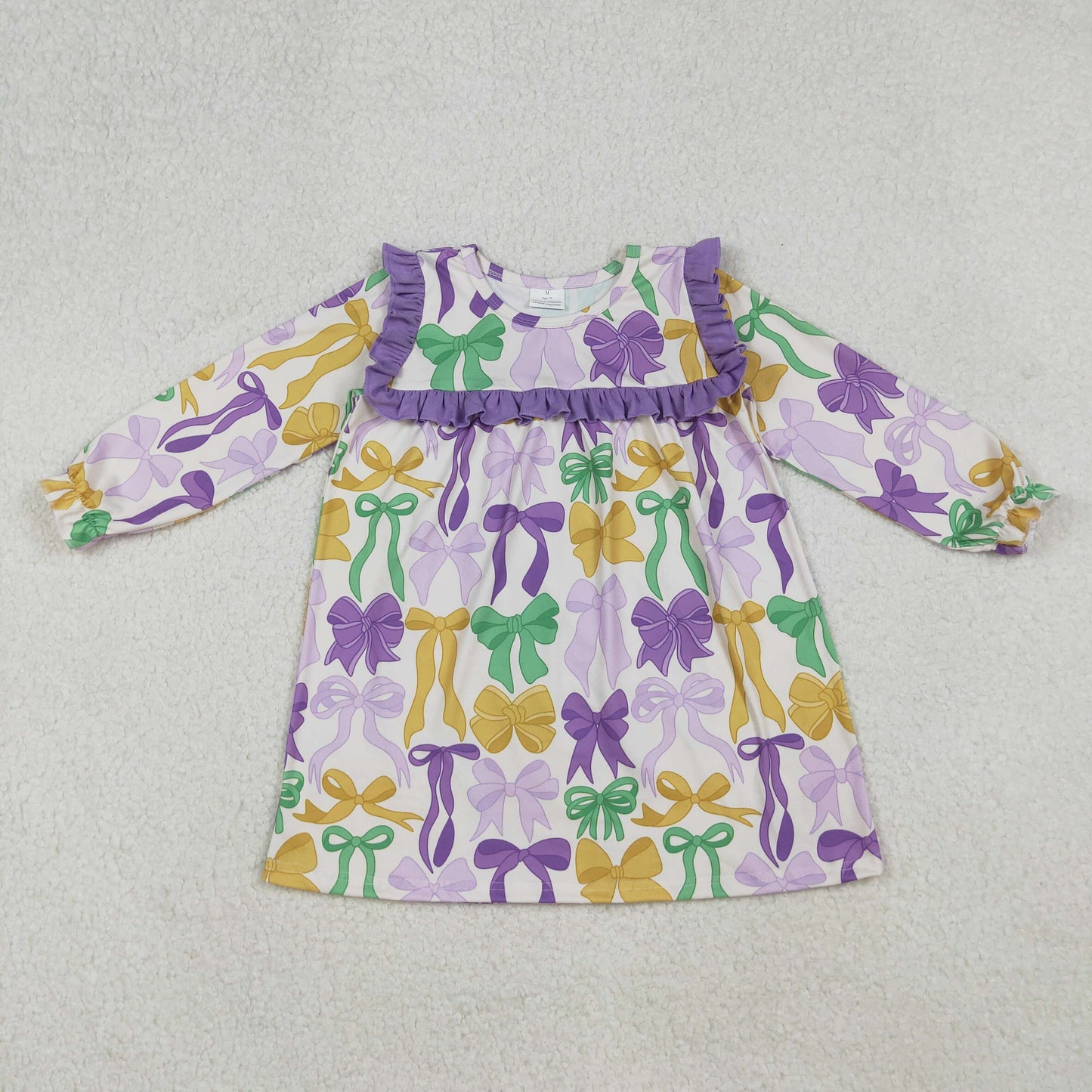Colorful Bows Girls Mardi Gras Clothes Sisters Matching Wear