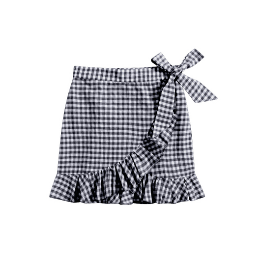 (Pre-order)GLK0023  Black Plaid Print Girls Summer Skirts