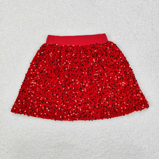 GLK0027 Red Sequins Baby Girls Knee Length Skirts