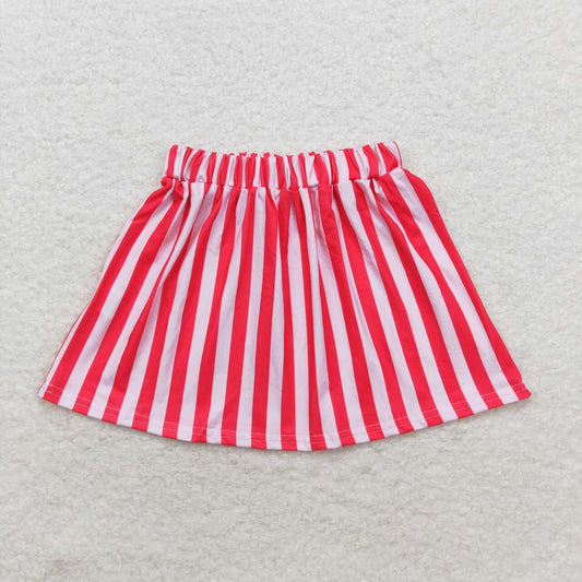 GLK0029 Red Pink Stripes Print Girls Skirts