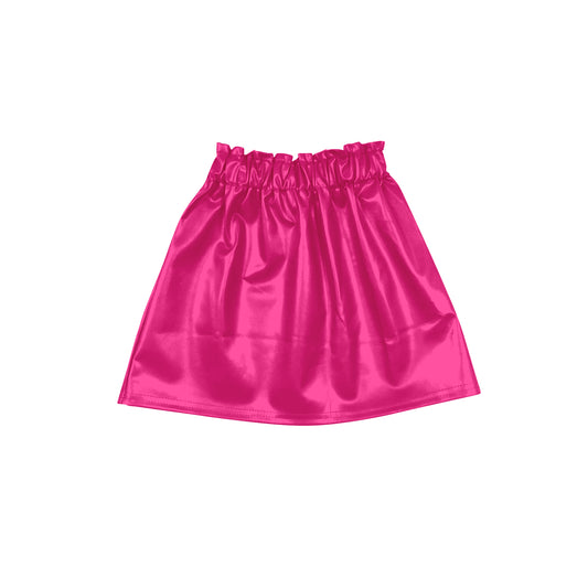 (Pre-order)GLK0034 Hotpink Color Girls Leather Skirts