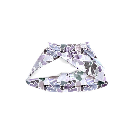 (Pre-order)GLK0059 Purple Camo Bows Print Girls Summer Bottom Skirts Shorts