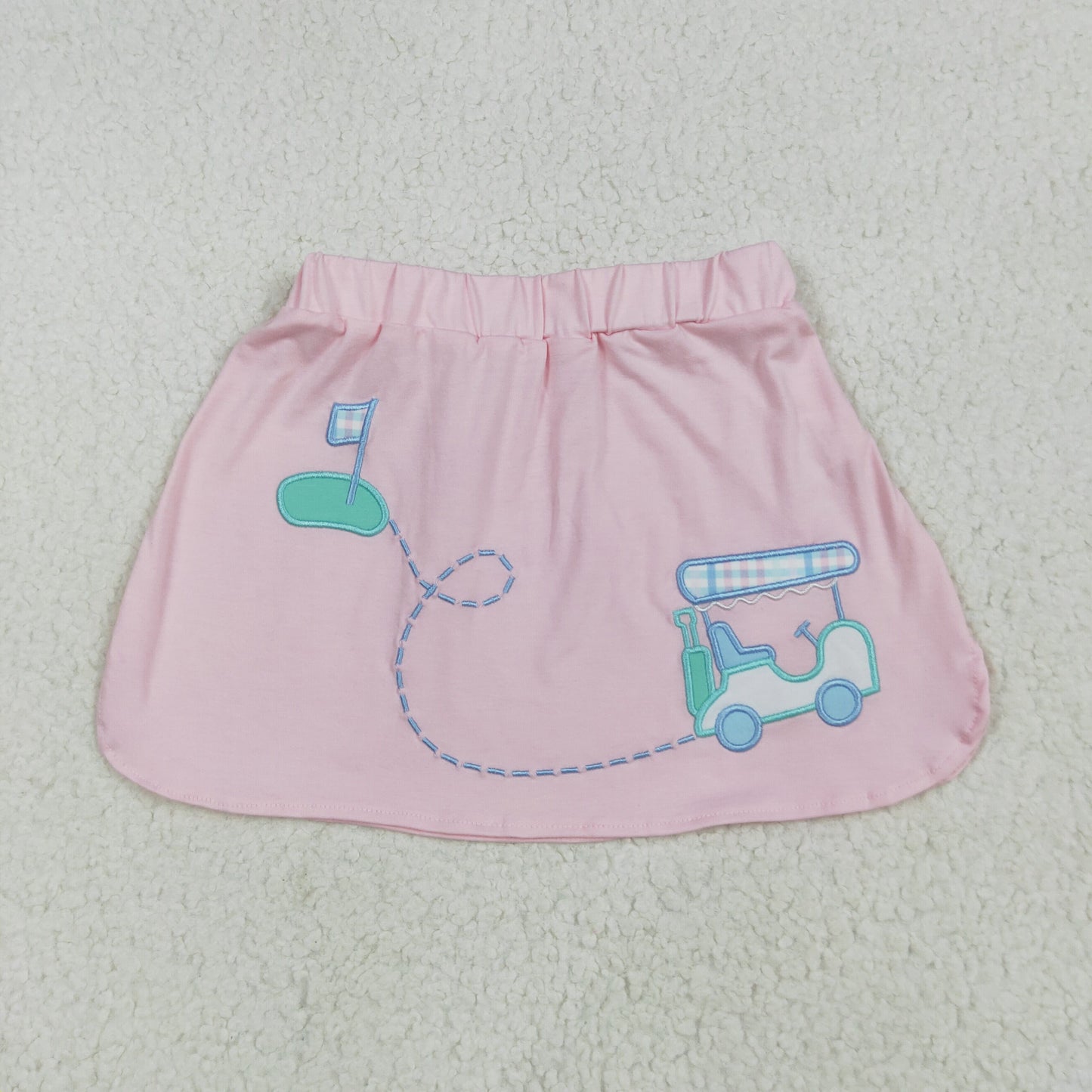GLK0071 Golf Trucks Embroidery Pink Girls Summer Bottom Skirts