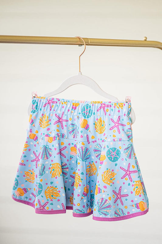 (Pre-order)GLK0096 Shell Print Girls Summer Bottom Shorts Skirts
