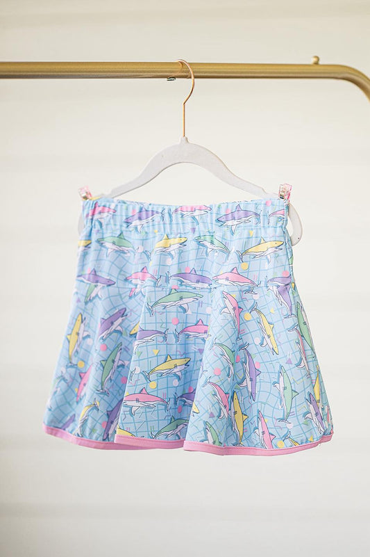 (Pre-order)GLK0099 Colorful Shark Print Girls Summer Bottom Shorts Skirts