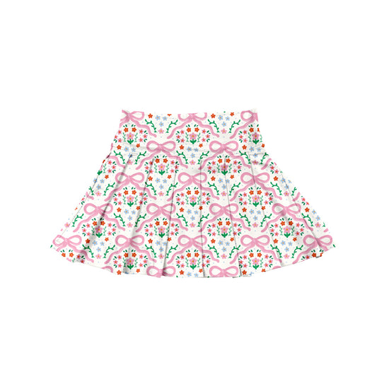 (Pre-order)GLK0112 Small Flowers Bows Girls Summer Bottom Yoga Skirts