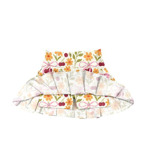 (Pre-order)GLK0115 Flowers Cherry Bows Girls Summer Bottom Yoga Skirts