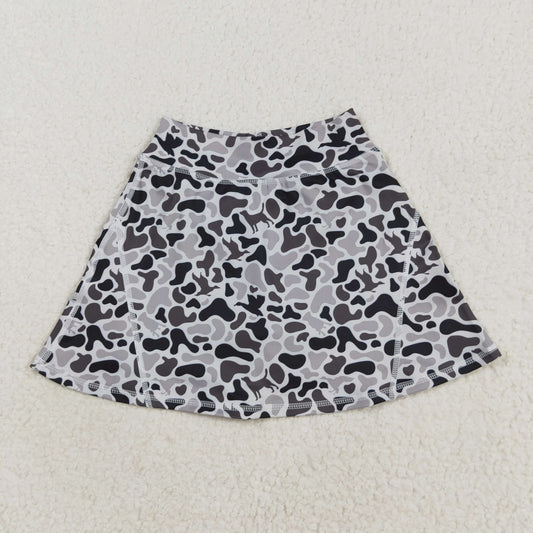 GLK0127 Duck Dog Grey Camo Girls Summer Bottom Yoga Skirts